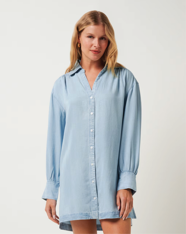 CHAMBRAY SHIRT DRESS