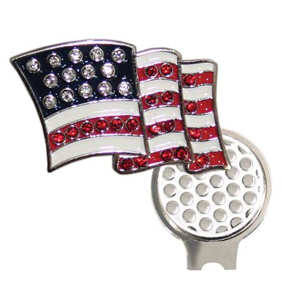 USA Flag Ball Marker and Hat Clip Set