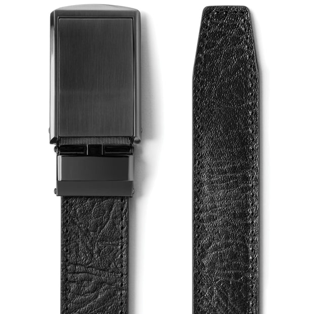 Top Grain Leather - Black/Gunmetal Belt